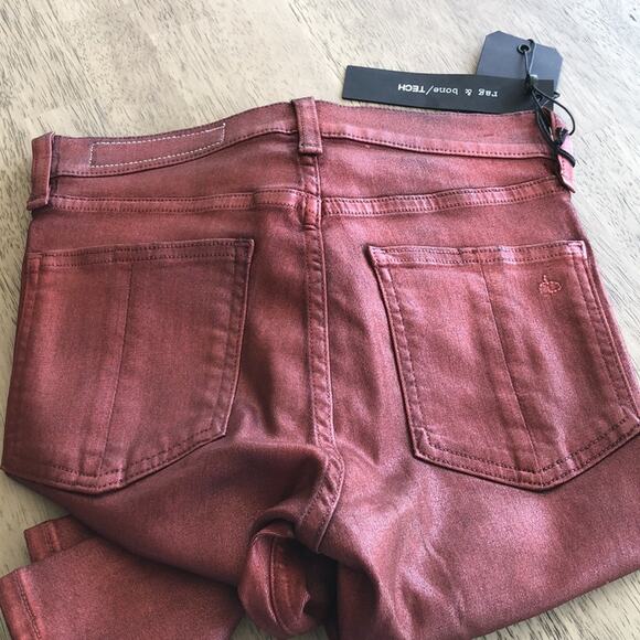 Rag & Bone Metallic Red High Rise Ankle Skinny Jeans - 24 - Picture 11 of 12